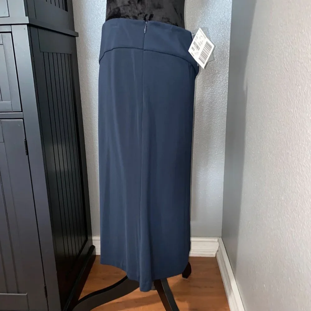 Casual Corner Women’s Skirt Medium Navy Blue Midi Stretch Career Officewear NWT - Picture 5 of 9